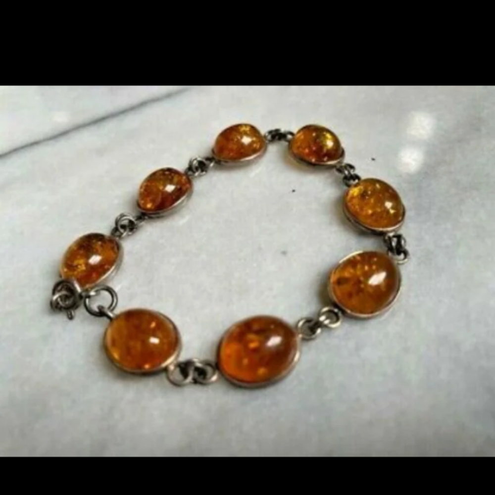 925 STERLING SILVER & AMBER BRACELET